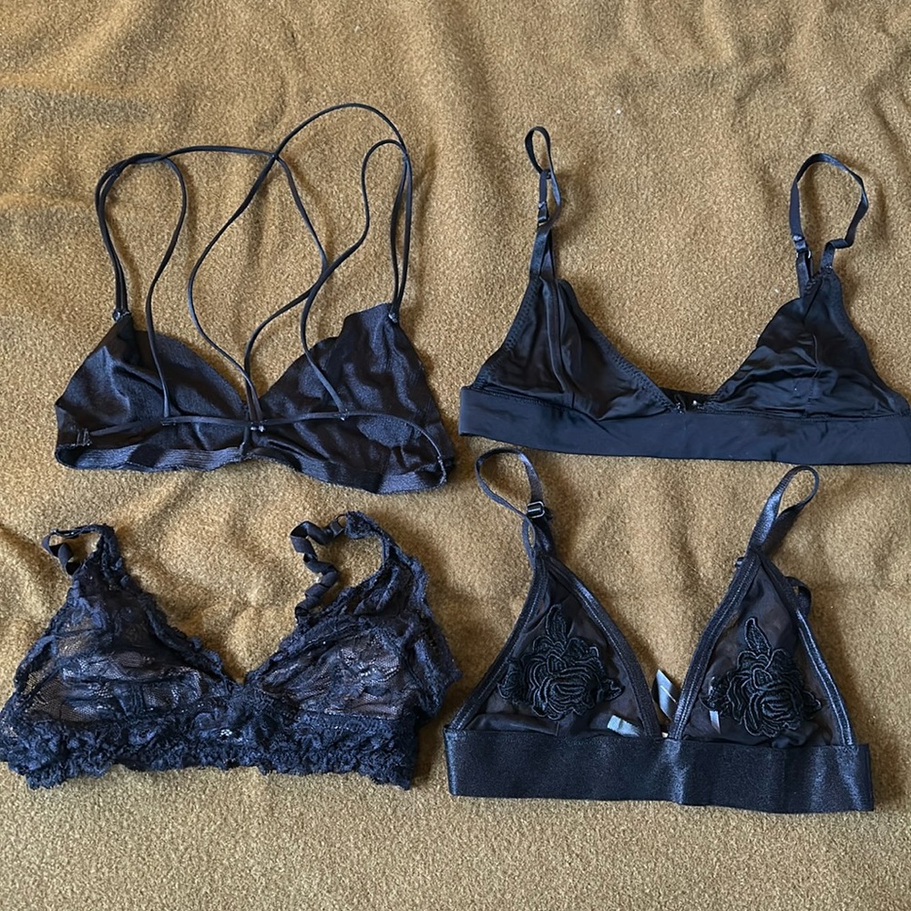 Lot of 4 Urban Outfitters unlined Bralettes Black